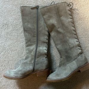 Sofft gray suede lace up tall boots